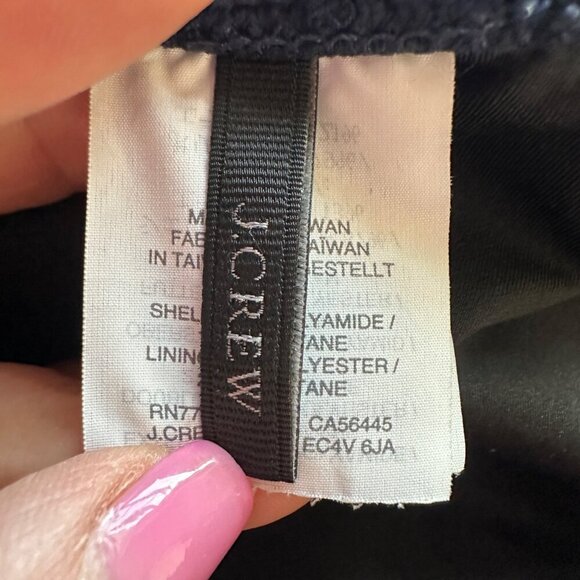 J.Crew Rickrack Ruffle Bandeau One Piece Swimsuit Womens Size 4 Navy Tie Neck - Picture 7 of 10